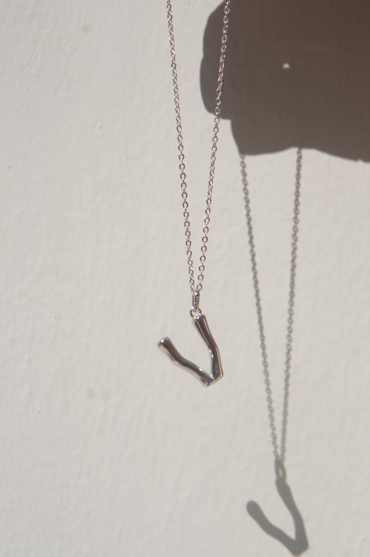 Molten Letter Necklace 'V'