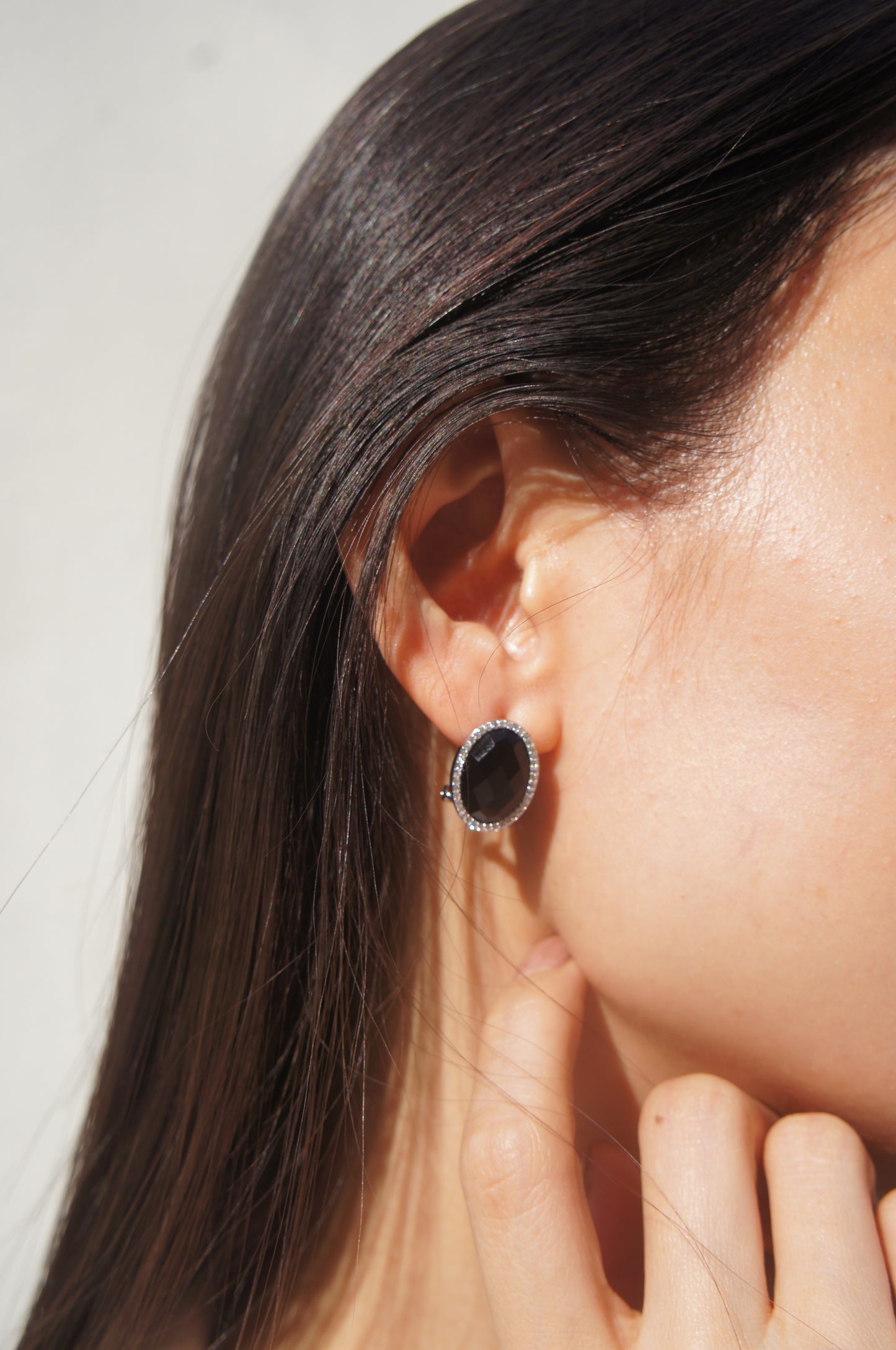 Black Oval Earrings