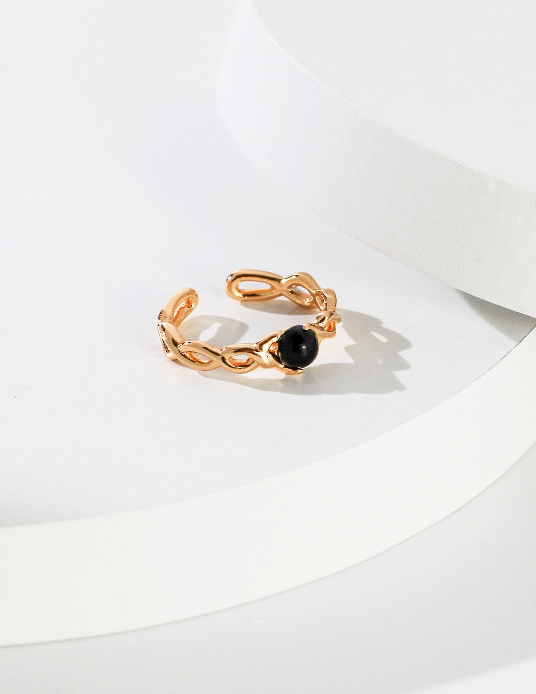 Black Onyx Double Twisted Ring