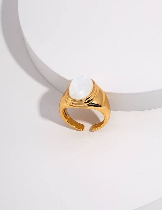 Mother of Pearl Chunky Gold Ring