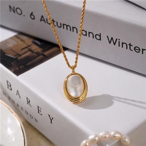 Oval Pearl Gold Plated Necklace